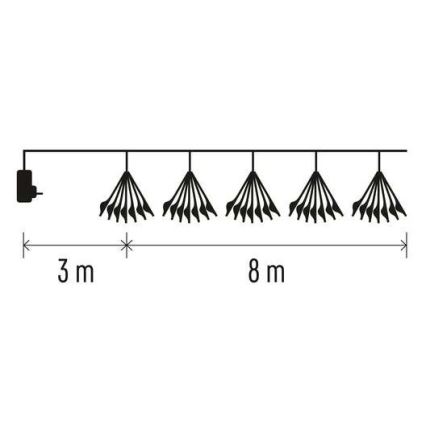 Łańcuch LED 450 diod, 8+3 m, światło zimnobiałe