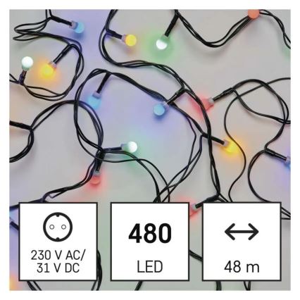 Łańcuch LED 480 diod, 8 trybów, 53 m, IP44, wielokolorowy