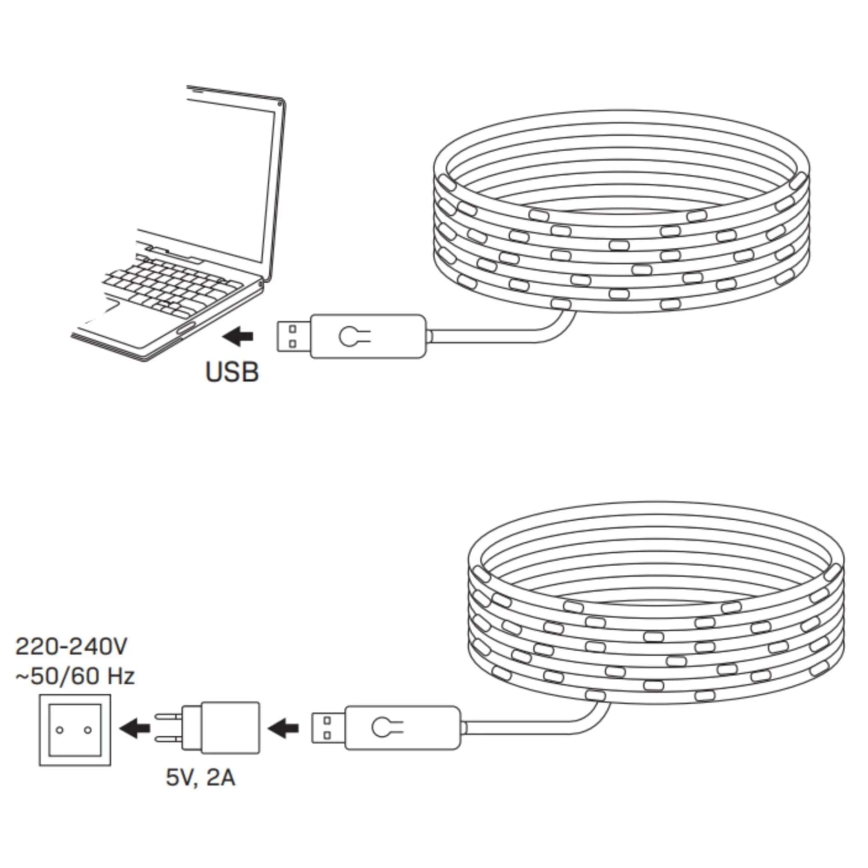 Łańcuch LED RGB/10W/5V 10 m USB + pilot zdalnego sterowania