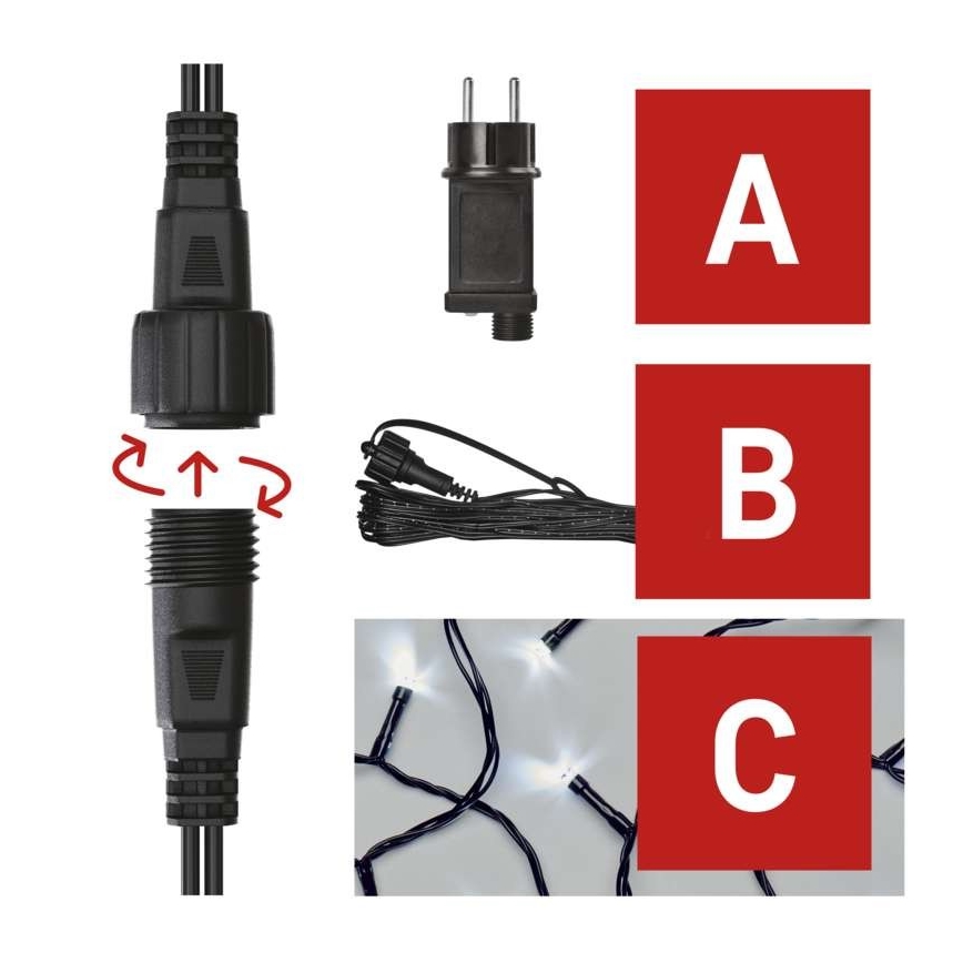 Łańcuch LED zewnętrzny 100xLED/15m IP44 zimna biel