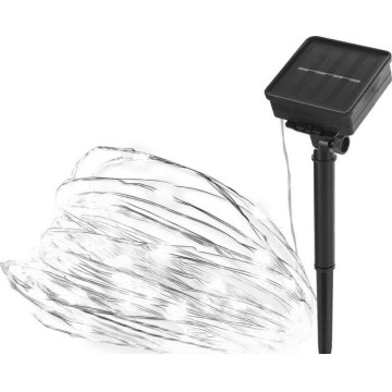 Łańcuch solarny 120xLED/2,4W/1,2V 12m IP44 600 mAh zimne białe światło