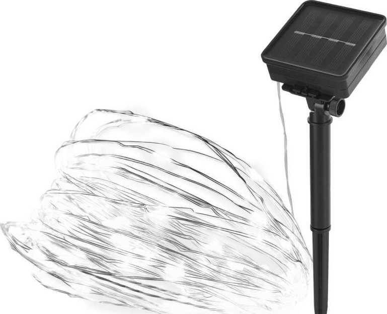 Łańcuch solarny 120xLED/2,4W/1,2V 12m IP44 600 mAh zimne białe światło