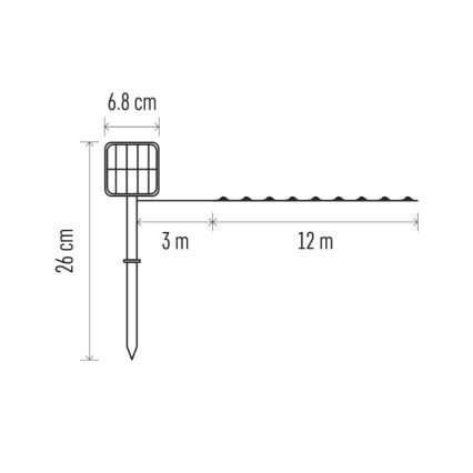 Łańcuch solarny 120xLED/2,4W/1,2V 12m IP44 600 mAh zimne białe światło