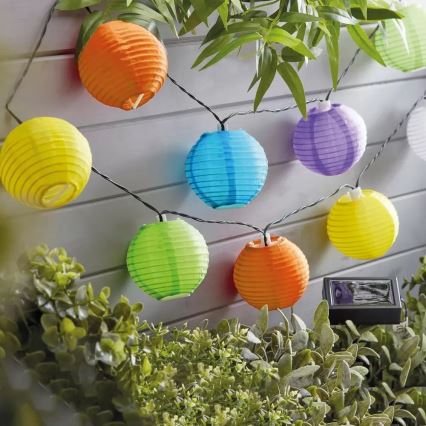 Łańcuch solarny LED 10xLED/1,2V 3,7m 300mAh IP44 wielokolorowy