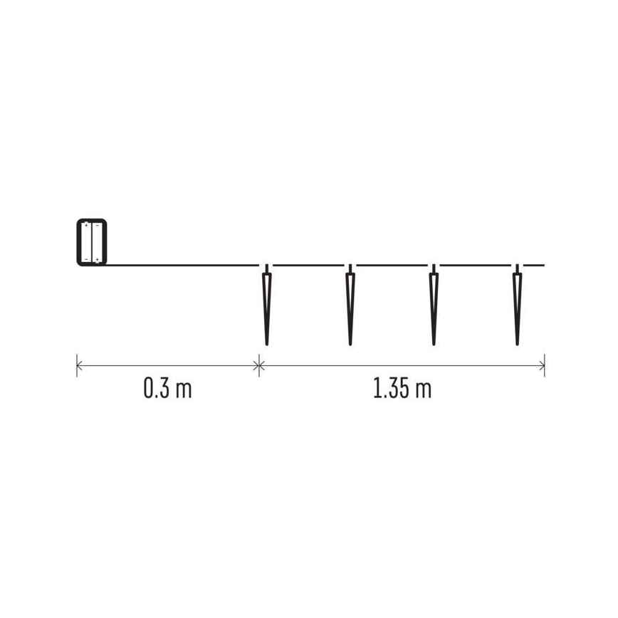 Łańcuch świąteczny LED 10xLED/2xAA 1,65 m