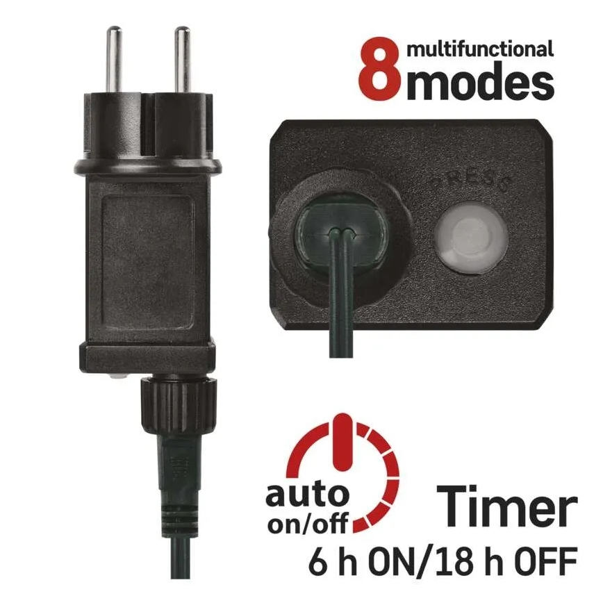 Łańcuch świetlny LED 200xLED/8 funkcji 25m IP44 wielokolorowy