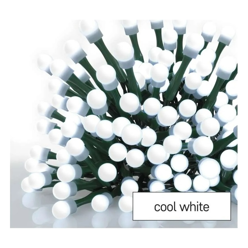 Łańcuch świetlny LED 200xLED/8 trybów 20 m IP44 zimna biel