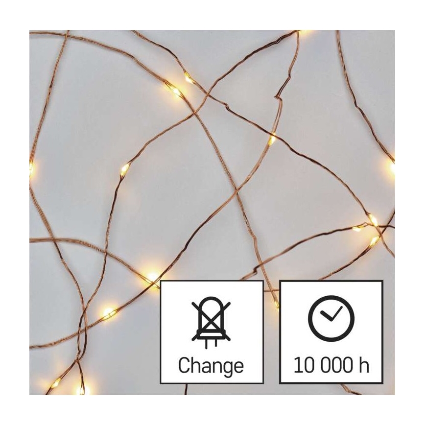 Łańcuch świetlny LED 20xLED/2,4m ciepłe białe światło