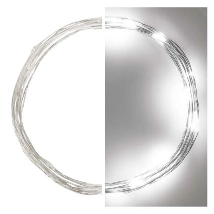 Łańcuch świetlny LED 20xLED/2xAA 2,4 m zimne białe światło