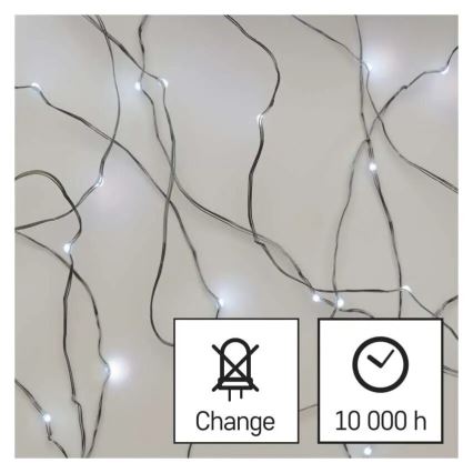 Łańcuch świetlny LED 20xLED/2xAA 2,4 m zimne białe światło