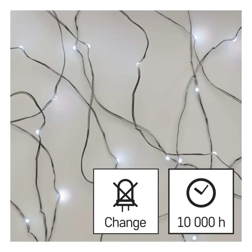 Łańcuch świetlny LED 20xLED/2xAA 2,4 m zimne białe światło