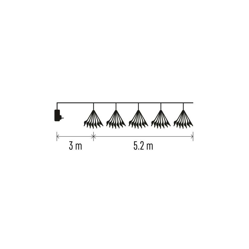 Łańcuch świetlny LED 300 diod, 5,2+3 m, ciepła biała