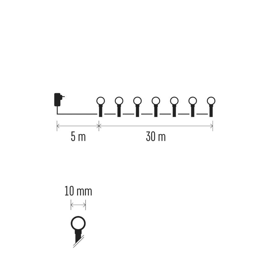 Łańcuch świetlny LED, 300 diod, 8 funkcji, 35 m, zimna biel