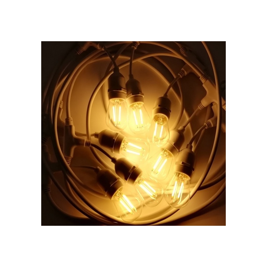 Łańcuch zewnętrzny 15xE27/10W/230V 15 m IP44 biały