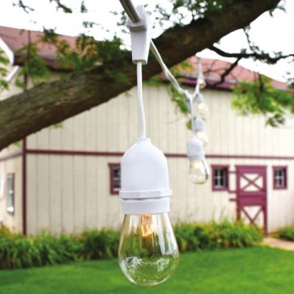 Łańcuch zewnętrzny 15xE27/10W/230V 15 m IP44 biały