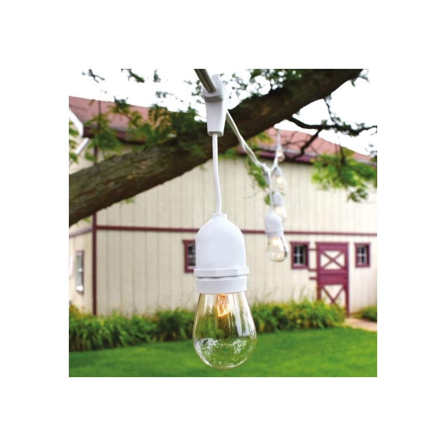 Łańcuch zewnętrzny 15xE27/10W/230V 15 m IP44 biały