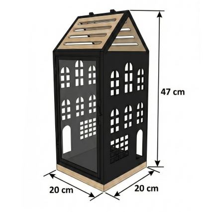 Latarnia dekoracyjna HOME 47,5 cm czarna/beżowa