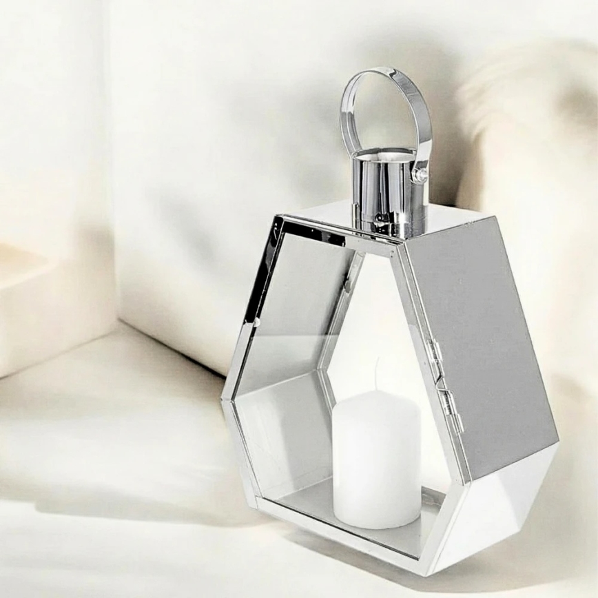 Latarnia dekoracyjna PALACE 34 cm błyszczący chrom