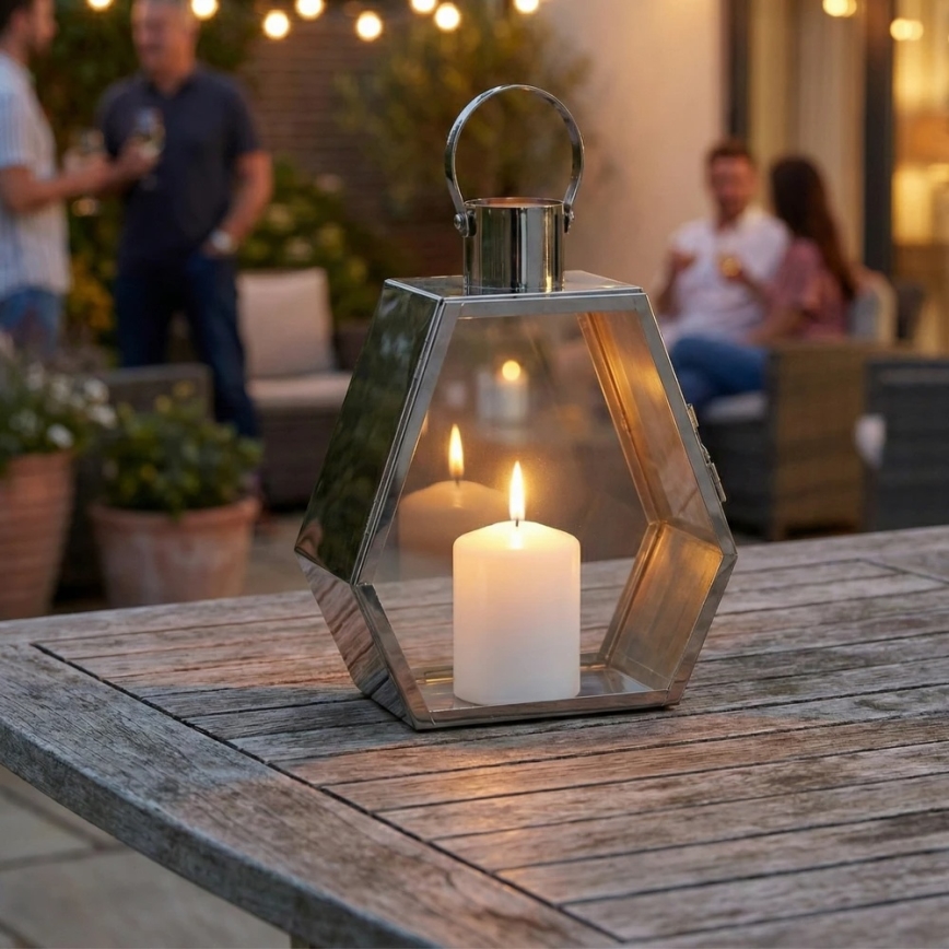 Latarnia dekoracyjna PALACE 43 cm, błyszczący chrom