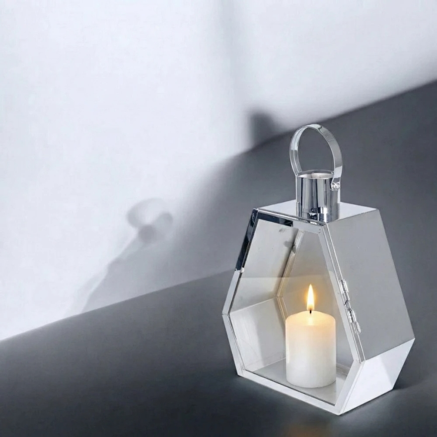 Latarnia dekoracyjna PALACE 43 cm, błyszczący chrom