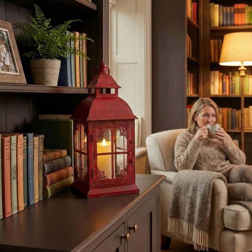 Latarnia dekoracyjna REDY, 42 cm, czerwona