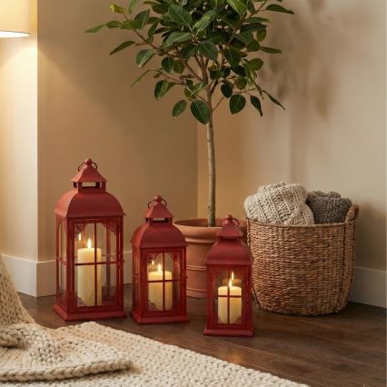 Latarnia dekoracyjna REDY, 42 cm, czerwona