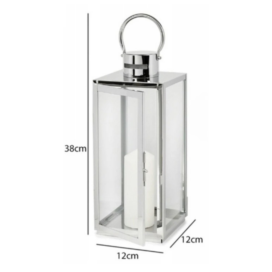 Latarnia dekoracyjna TOWER 38 cm chrom błyszczący