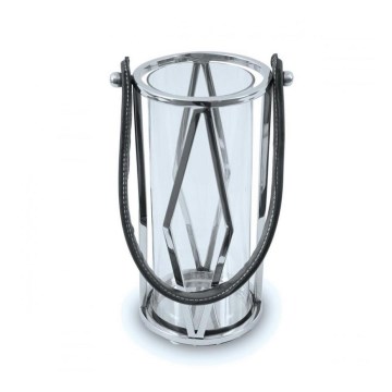 Latarnia FRAGIL 26 cm chrom błyszczący/czarny