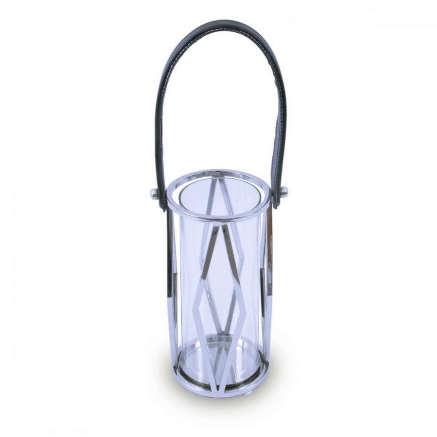 Latarnia FRAGIL 26 cm chrom błyszczący/czarny