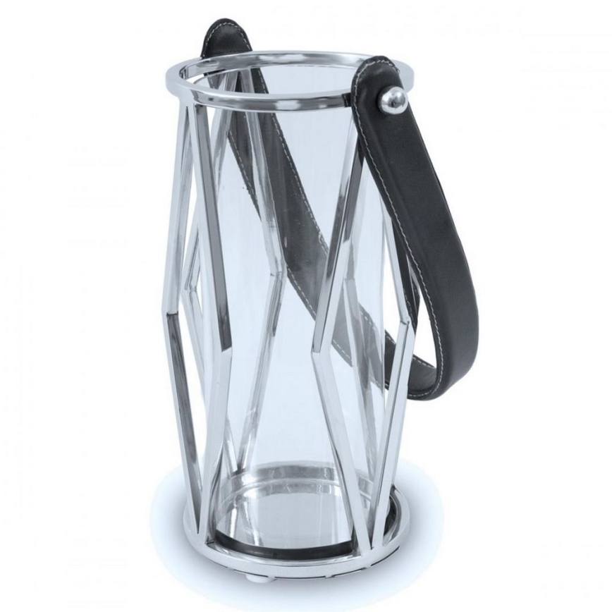 Latarnia FRAGIL 26 cm chrom błyszczący/czarny