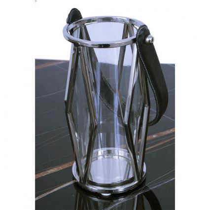 Latarnia FRAGIL 26 cm chrom błyszczący/czarny