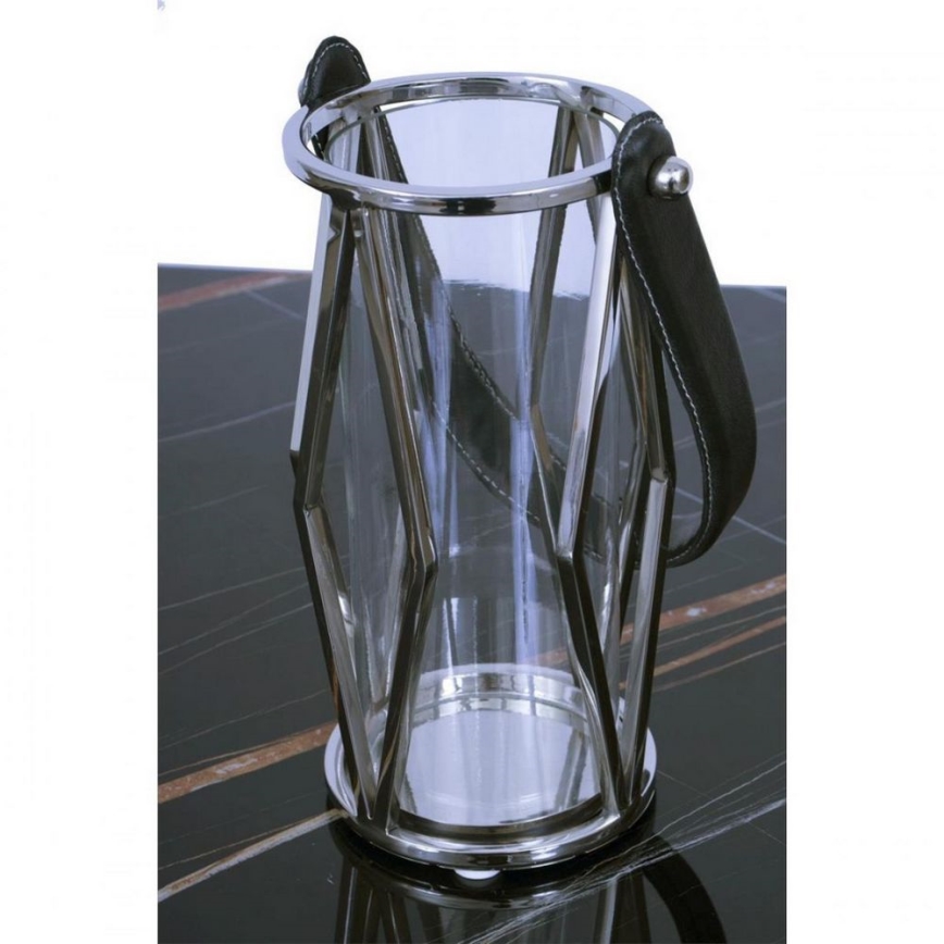 Latarnia FRAGIL 26 cm chrom błyszczący/czarny