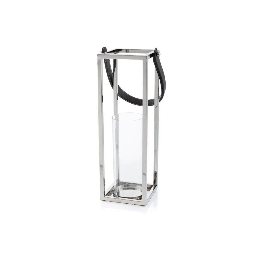 Latarnia LAMPION 46 cm chrom błyszczący/czarny