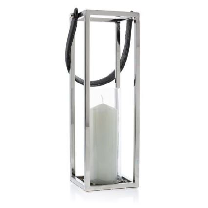 Latarnia LAMPION 46 cm chrom błyszczący/czarny