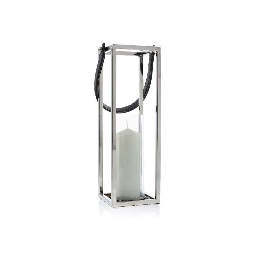 Latarnia LAMPION 46 cm chrom błyszczący/czarny