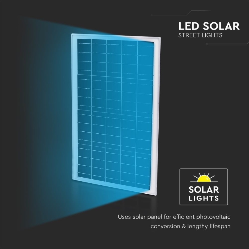 LED Ściemnialna solarny uliczna lampa SAMSUNG CHIP LED/50W/6,4V 4000K IP65 30000 mAh + zdalne sterowanie