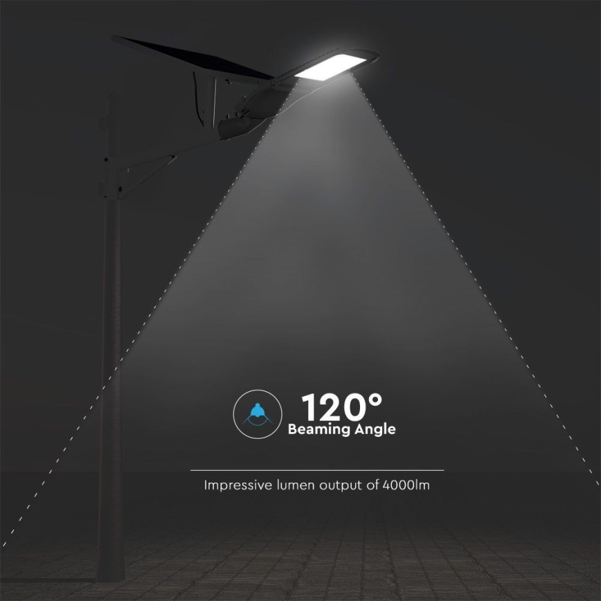 LED Ściemnialna solarny uliczna lampa SAMSUNG CHIP LED/50W/6,4V 4000K IP65 30000 mAh + zdalne sterowanie