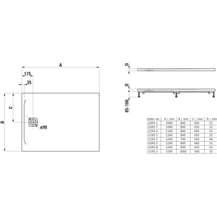 LAUFEN H2109580000001 - Prostokątny brodzik prysznicowy PRO 120x90 cm marbond/biały
