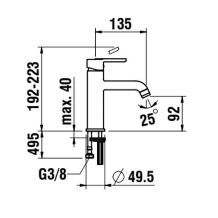 LAUFEN H3110810811201 - Bateria umywalkowa LUA 19,2 cm matowy tytan czarny