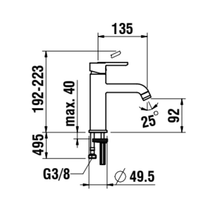 LAUFEN H3110810811201 - Bateria umywalkowa LUA 19,2 cm matowy tytan czarny