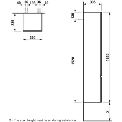 LAUFEN H4831220954791 - Szafka łazienkowa PRO 165 cm dąb