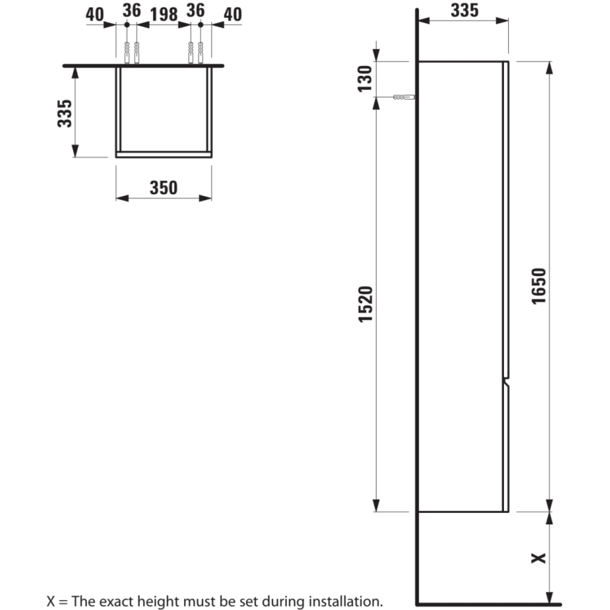 LAUFEN H4831220954791 - Szafka łazienkowa PRO 165 cm dąb