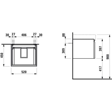 LAUFEN H4833510964751 - Szafka łazienkowa pod umywalkę PRO 52 cm, biała