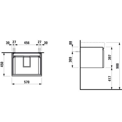 LAUFEN H4833720964791 - Szafka łazienkowa pod umywalkę PRO 57 cm dąb
