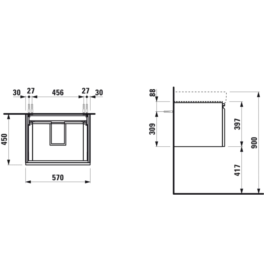LAUFEN H4833720964791 - Szafka łazienkowa pod umywalkę PRO 57 cm dąb