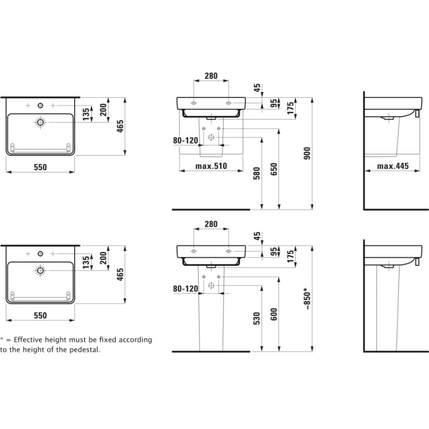 LAUFEN H8109620001041 - Umywalka nablatowa/wisząca PRO 55x46,5 cm ceramika/biała