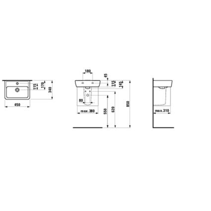 LAUFEN H8119510001041 - Umywalka nablatowa/wisząca PRO 45x34 cm ceramika/biały