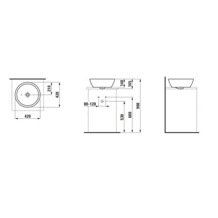 LAUFEN H8129620001091 - Umywalka nablatowa PRO śr. 42 cm ceramika/biały