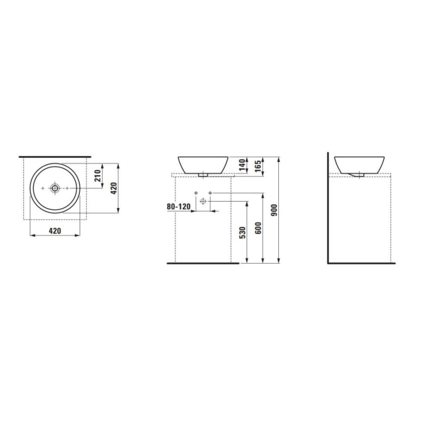 LAUFEN H8129620001091 - Umywalka nablatowa PRO śr. 42 cm ceramika/biały