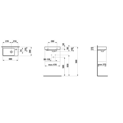 LAUFEN H8159540001041 - Umywalka wisząca PRO 48x28 cm ceramika/biała